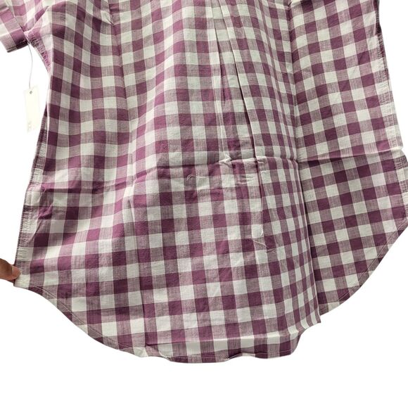 GoodThreads Women Washed Cotton Short-Sleeve Shirt Purple/White Gingham Large - Picture 6 of 12